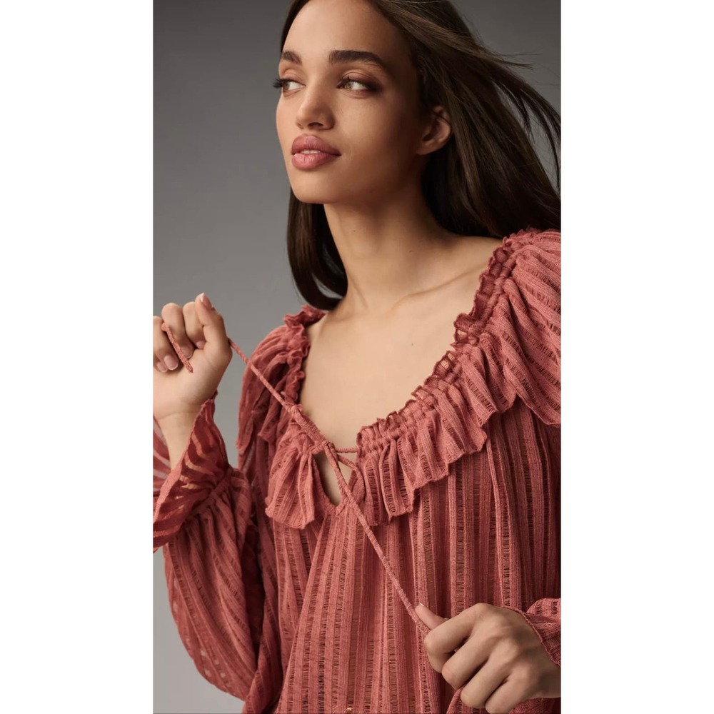 Anthropology sheer long sleeve bouse. Boho, peasant style.